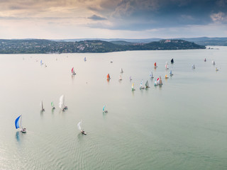 Aerial photo with sailing boats