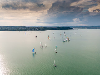 Aerial photo with sailing boats