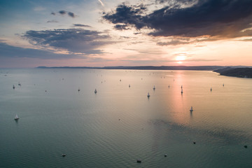 Aerial photo with sailing boats