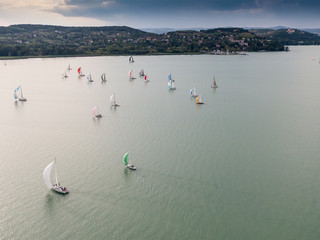 Aerial photo with sailing boats
