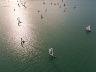 Aerial photo with sailing boats