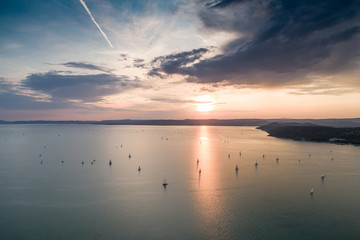 Aerial photo with sailing boats