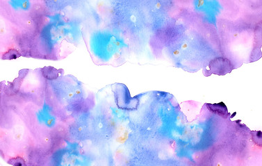 Abstract colorful watercolor background for graphic design, hand painted on paper