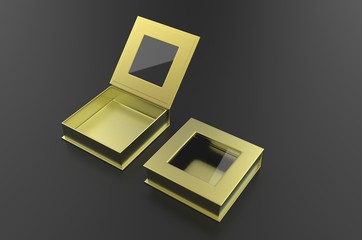 White blank square hard window box for branding mock up template, 3d illustration.