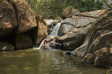 Waterfall Cascada Perdida on Rio Minca in Minca in Colombia