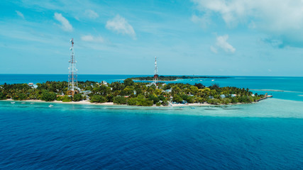 view of tropical Maldives island in mediterranean sea
