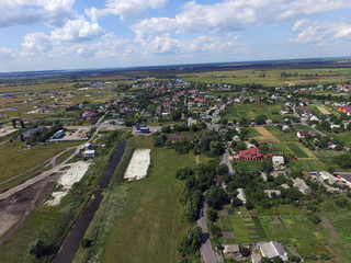 Fototapeta na wymiar Aerial view of the Saburb landscape (drone image).Kiev Region