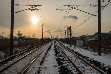 Fototapeta na wymiar 冬の鉄道線路