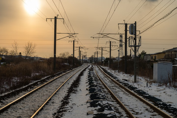 Fototapeta na wymiar 冬の鉄道線路
