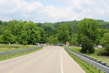 The road in the country on a sunny day.