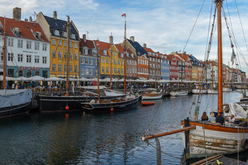 The Nyhavn canal at Copenhagen on Denmark