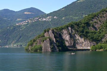 lake,Iseo,Italy,tourism,landscape,panorama,view,summer,holiday,water,rock,bay