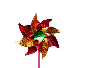 Color toy windmill isolated on white background