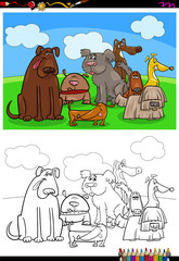Obraz na płótnie Canvas happy dogs animal characters group color book