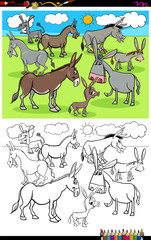 donkeys farm animal characters group color book
