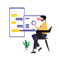 Man Working Vector Template Design Illustration