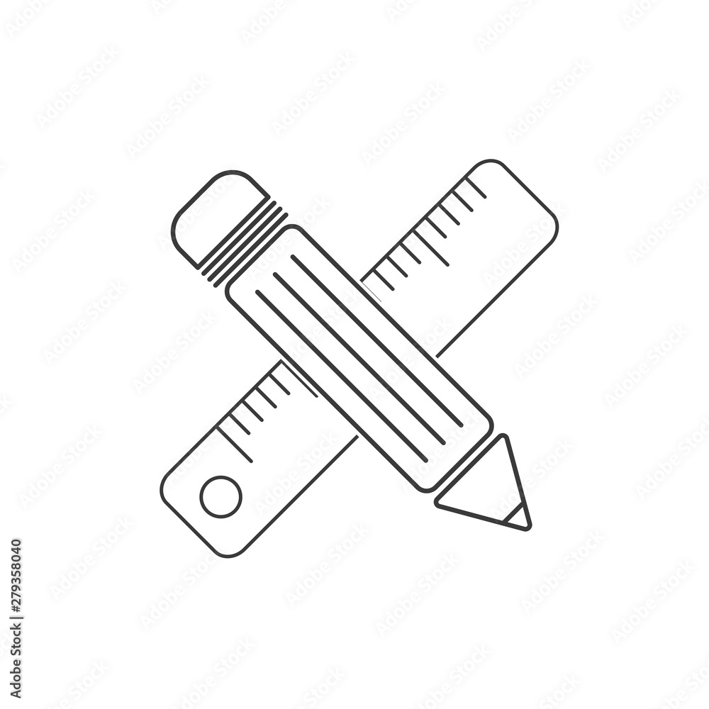 Poster pencil and ruler icon template color editable vector sign isolated on white background.