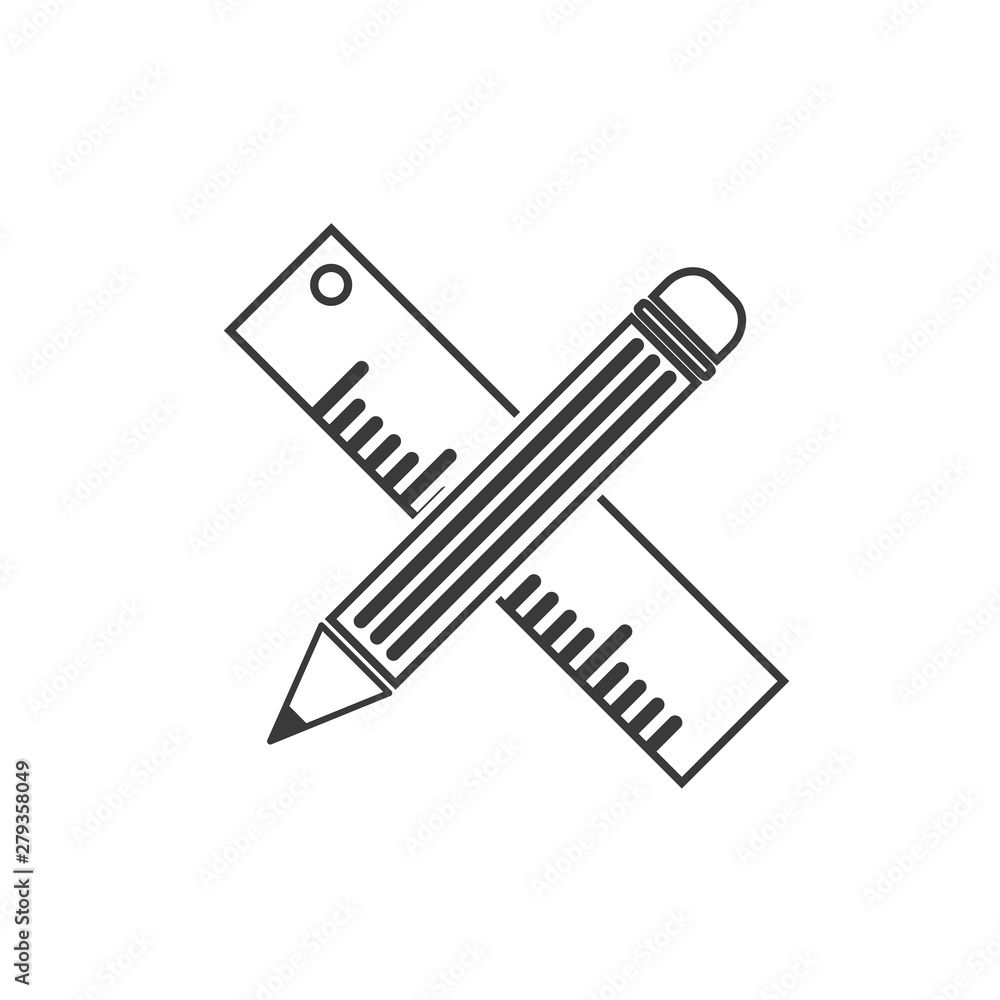 Poster pencil and ruler icon template color editable vector sign isolated on white background.