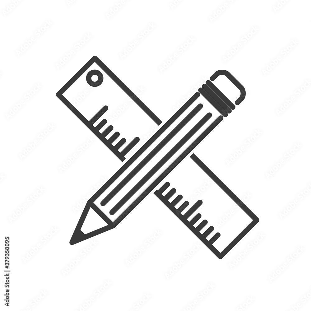 Aufkleber Pencil and ruler icon template color editable vector sign isolated on white background.