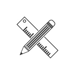 Pencil and ruler icon template color editable vector sign isolated on white background.