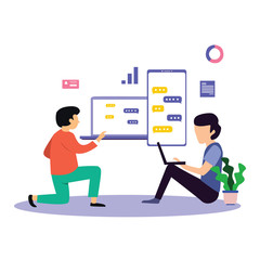 Man Working Vector Template Design Illustration