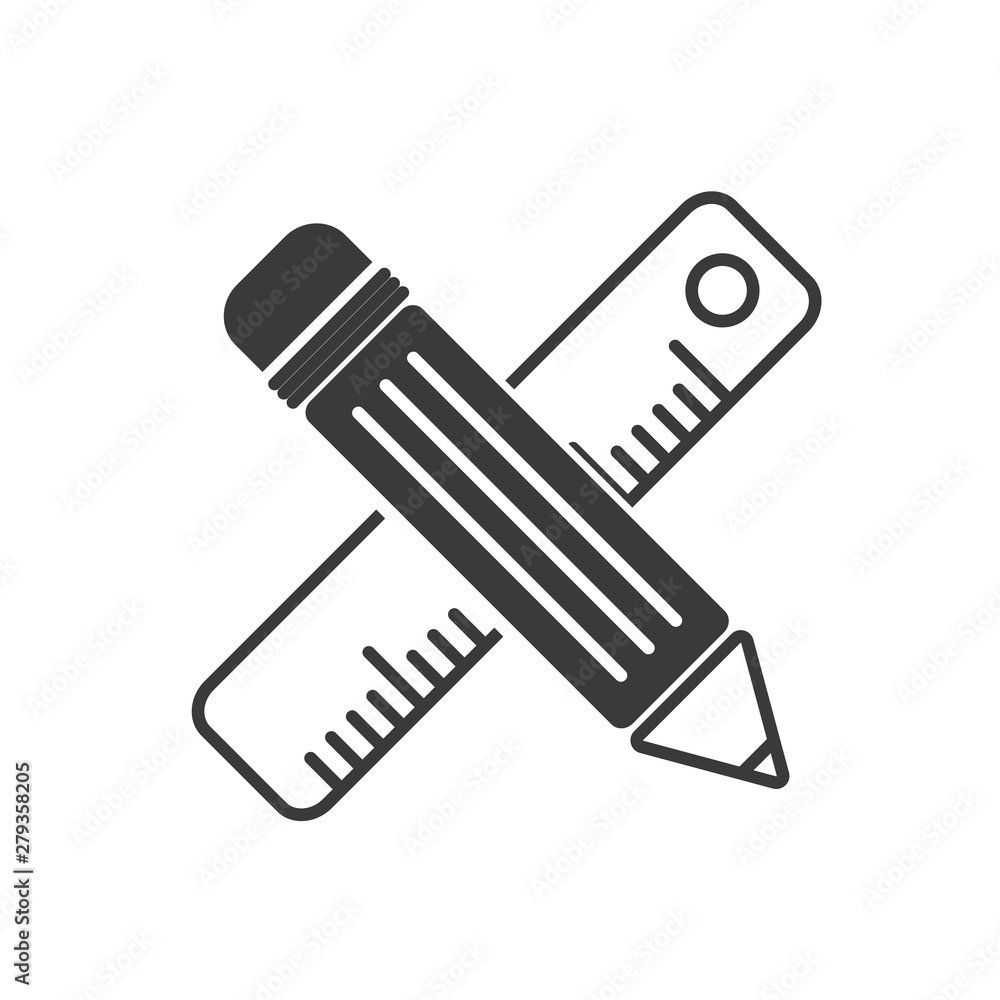 Poster Pencil and ruler icon template color editable vector sign isolated on white background.