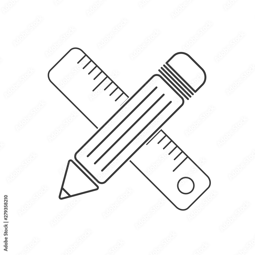 Poster pencil and ruler icon template color editable vector sign isolated on white background.