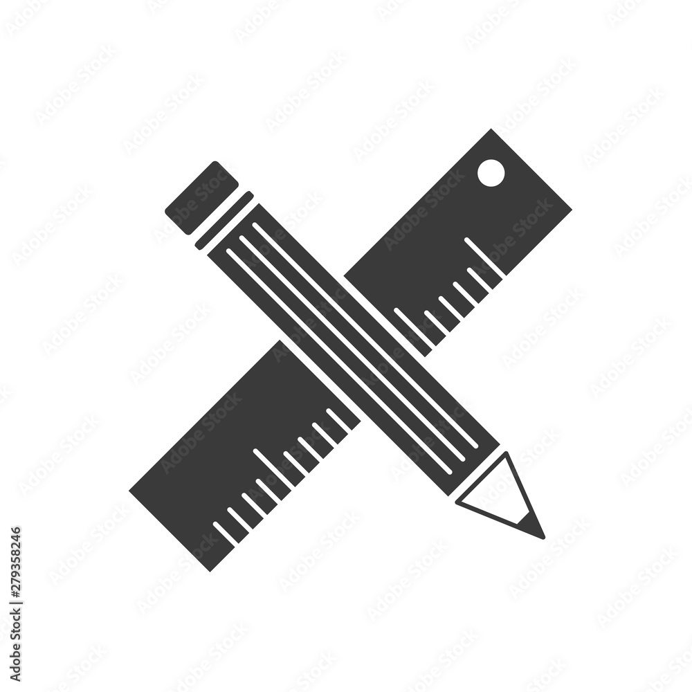Poster pencil and ruler icon template color editable vector sign isolated on white background.