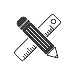 Obraz premium Pencil and ruler icon template color editable vector sign isolated on white background.
