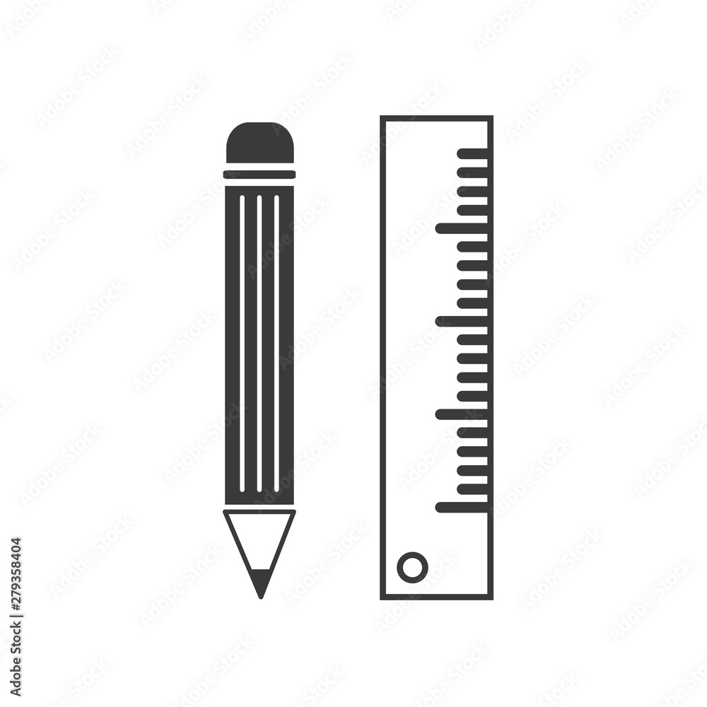 Poster pencil and ruler icon template color editable vector sign isolated on white background.