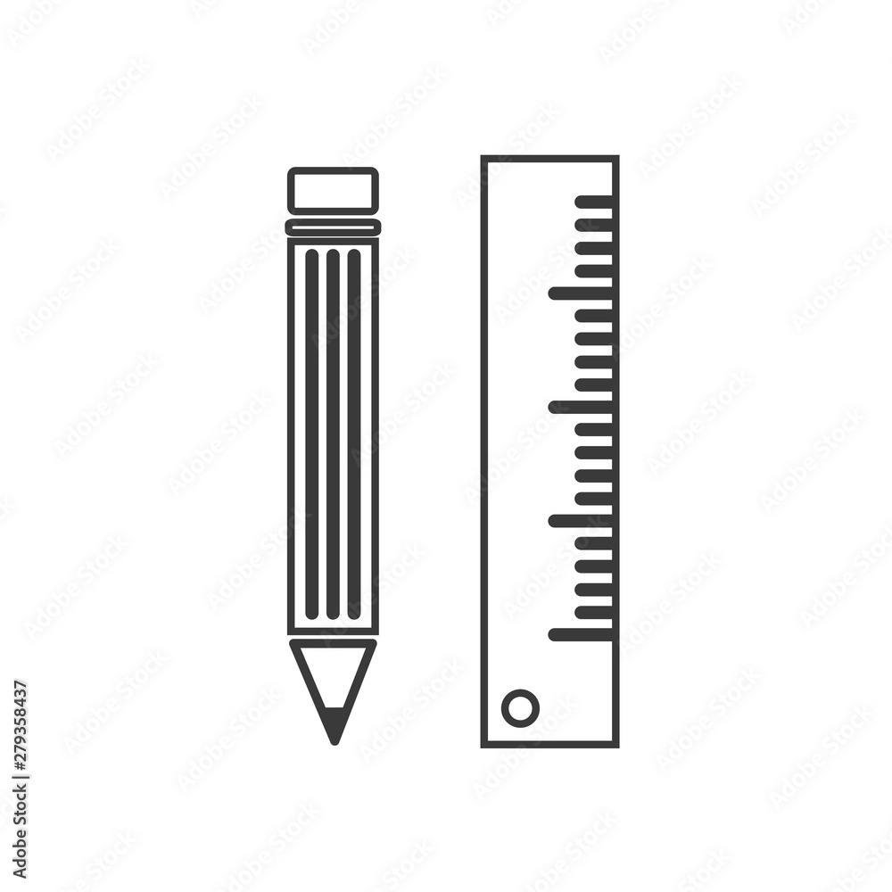 Poster pencil and ruler icon template color editable vector sign isolated on white background.