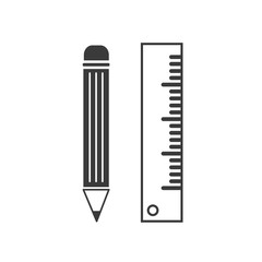 Pencil and ruler icon template color editable vector sign isolated on white background.
