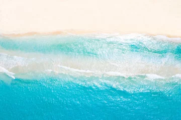 Tuinposter Aerial view from drone on tropical island with turquoise caribbean sea © photopixel