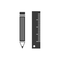Pencil and ruler icon template color editable vector sign isolated on white background.