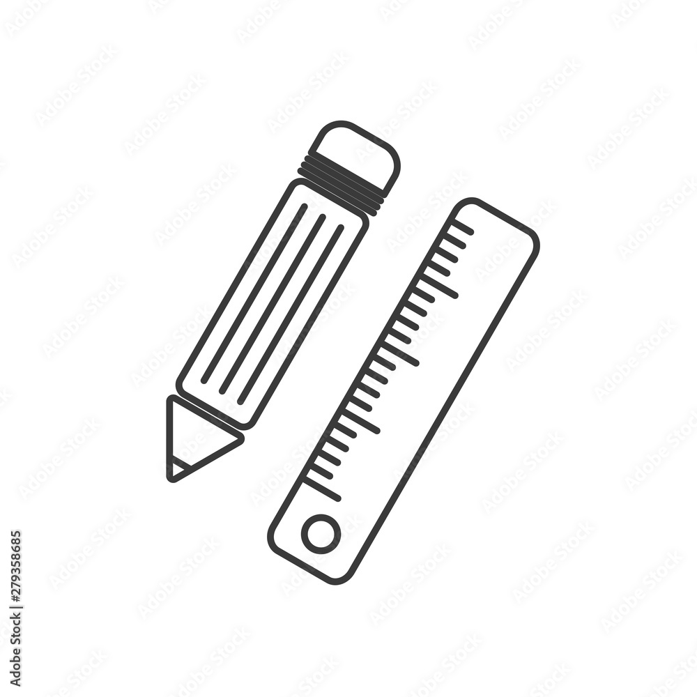 Poster pencil and ruler icon template color editable vector sign isolated on white background.