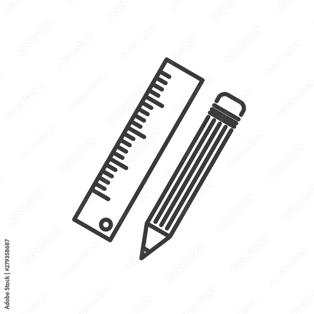 Aufkleber pencil and ruler icon template color editable vector sign isolated on white background.