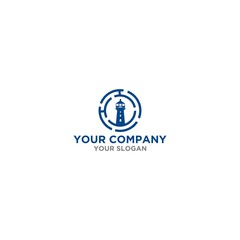 Blue H Lighthouse Logo Design Vector