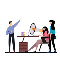 People Relationship, Working and Interacting Vector Template Design Illustration