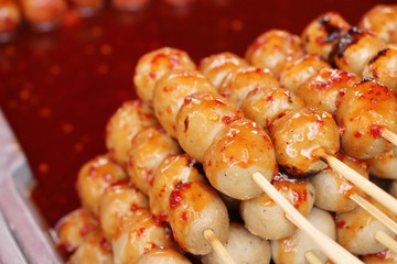 grilled meatballs is delicious at street food