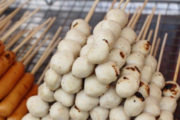 grilled meatballs is delicious at street food