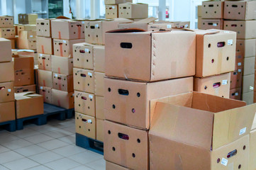 Many Cardboard boxes in stacks