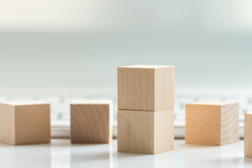 Building Blocks on table with white background
