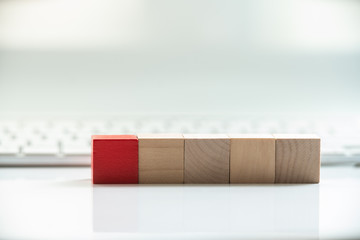 Building Blocks on table with white background