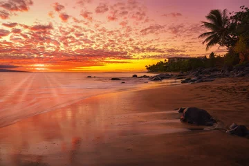 Zelfklevend Fotobehang Hawaiian sunset on the beach © jdross75