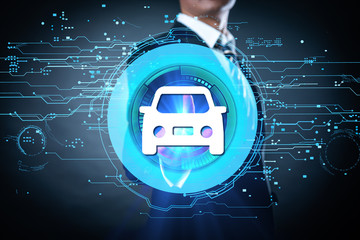 Smart car internet autonomous automobile business concept.