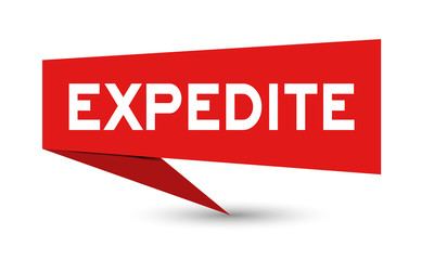 Red paper speech banner with word expedite on white background (Vector)