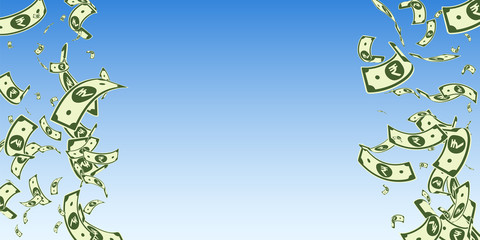 Indian rupee notes falling. Random INR bills on bl