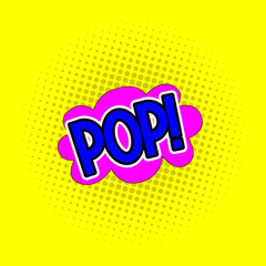 Pop! Pop Art comic bang. Yellow background with halftone circle and explosion. Retro vector illustration. - 279367462