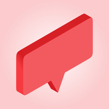 Isometric Red Dialog Box. Vector Message Icon.