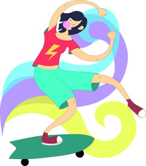 funny girl skater and chewing gum